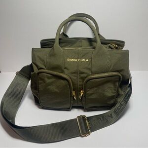 Bimba Y Lola Large Khaki Nylon Pocket Handbag